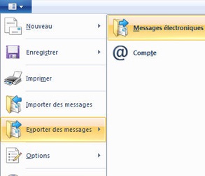 Exporter message sur Windows live mail
